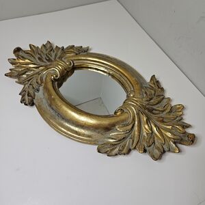 Twos Company Gilt Oval Mirror Baroque Rococo Gold Reproduction 21"